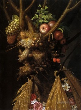 Naturaleza muerta clásica Painting - Las cuatro estaciones en una cabeza Giuseppe Arcimboldo Bodegón clásico